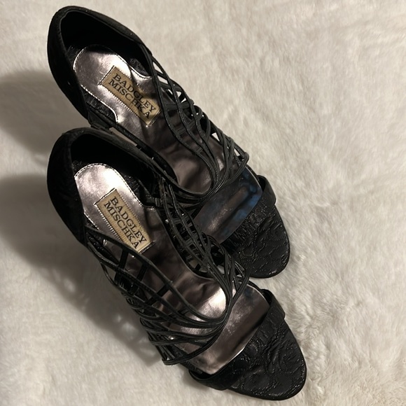 Badgley Mischka Strappy Glitter Heels - Picture 7 of 7